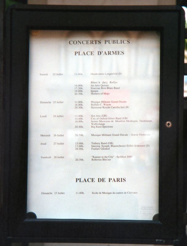 Luxembourg Bandstand Programme